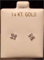 Cubic Zirconia on 14K White Gold Earrings