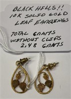 Black Hills 10K Solid Gold Leaf Earrings