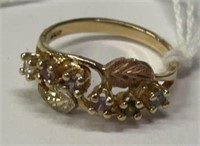 Black Hills Solid 10K Gold & Gemstone Ring