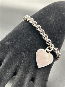 Sterling Silver Heart Bracelet Total Wt. 18.86g