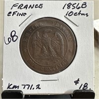 1856-B FRANCE 10 CENTIMES BETTER