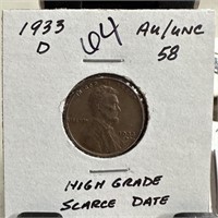 1933-D WHEAT PENNY CENT GRADE SCARCE DATE
