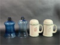 Aqua Blue Glass Votives & Ceramic Shakers