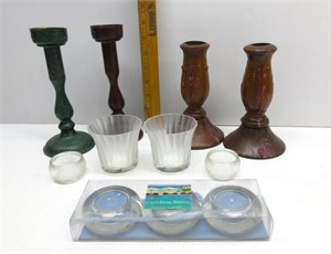 Wood &Metal Candle Stick Holders & Candles