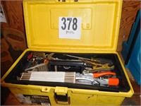 YELLOW PLASTIC TOOL BOX WITH TOOLS