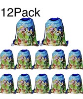 Soparty 12 Pack Blue Cute Sonic Drawstring Bags,