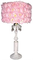 Elegant White Shabby Chic Table Lamp with Rose Sha