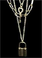 3 Layered Necklace Locket Key and Link Stunning