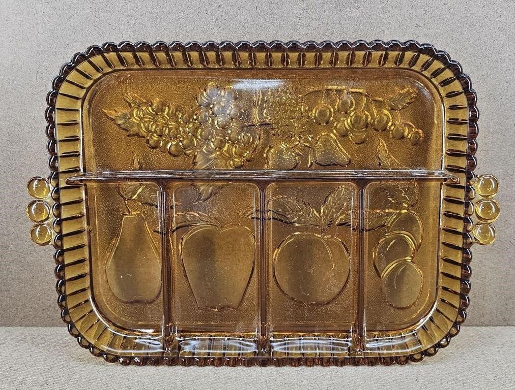 Amber Divided Relish Dish Fruit Tray