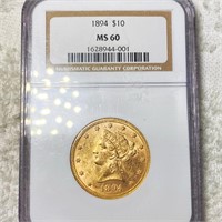 1894 $10 Gold Eagle NGC - MS60