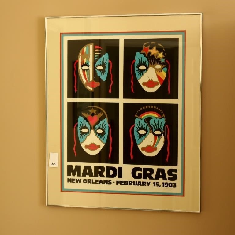 Vintage Mardi Gras signed Poster by Amzie