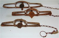 3 ANTIQUE STEEL ANIMAL TRAPS