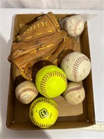 Baseball mitt and balls