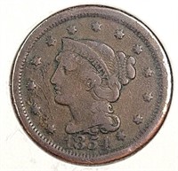 1854 USA Braided Hair Liberty Large Cent