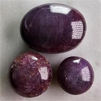 80.45 Ct Cabochon Star Ruby Gemstones Lot of 3 Pcs