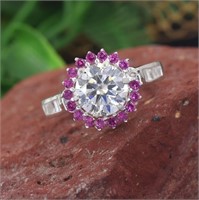 APPR $3300 Moissanite Ring 2 Ct 925 Silver