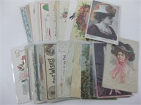 Antique & Vintage People & Floral Postcard Lot
