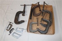 9 Various Size "C" Clamps