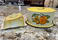 Vintage Cheese Dish and Metal Cake Carrier Dome &