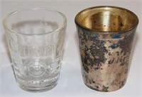 VINTAGE WHISKEY SHOT GLASSES STERLING SILVER +