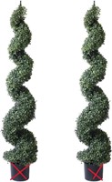 USED-2Pk Green Spiral Boxwood Topiary Tree