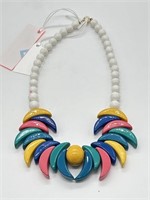 Vintage Painted wood bead necklace. 20in. Rainbow