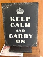 Keep clam and carry on sign