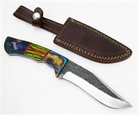 Multi-Colored Wood Handled Knife with Sheath