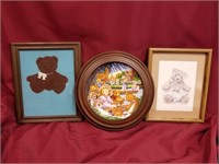 FRAMED BEAR PLATE WITH TWO ADDITIONAL PICS