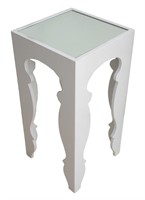 Modern White Lacquer Mirror Top Accent Table