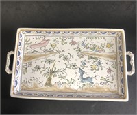 Vintage Portuguese Faience Handled Tray