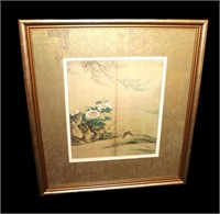 quality framed Asian print 17.5"h x 15.5"w