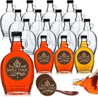 FoldTier 12 Pcs Glass Maple Syrup Bottles Clear Re