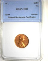 1971 Cent MS67+ RD LISTS $4600