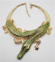 (KC) Aligator Goldtone Choker  Necklace with