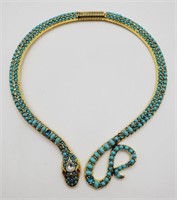 (KC) Goldtone Snake Choker Necklace with Faux