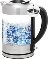 OVENTE Glass Electric Kettle 1.7 Liter - Silver