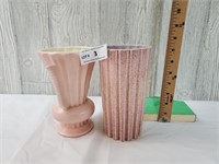 Pair of pink Redwing pottery vases