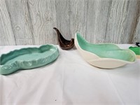 Unique pottery bowls & candle holder
