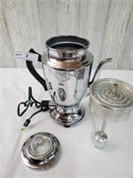 Gorgeous engraved silver coffee percolator