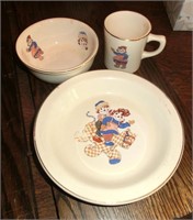 vintage Raggedy Anne breakfast set