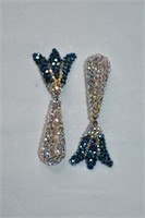 Pair Vintage Mermaid Tail Rhinestone Drop Earrings