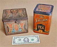 2 ANTIQUE ADVERTISING TIN TEA CANS