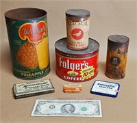 8pc TIN ADVERTISING CANS