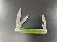 Kobuk jade pocket knife with 2 blades and bottle o