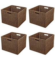 (4) Brown Foldable Storage Basket