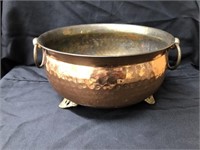 Three Footed Bail Handled Copper Pot