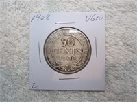 1908 Newfoundland .50 cent Sterling silver (VG10)