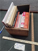 Old Highland wooden fruit crate full of books