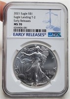 2021 Type 2 Slab Silver Eagle NGC MS70